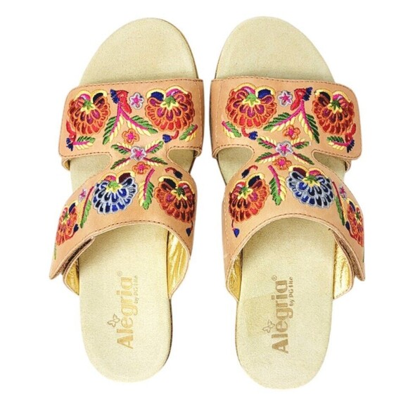 Alegria Linn Embroidered Slip-On Chunky Wedge Heel Clog Sandals Size EUR 39 US 9 - Picture 4 of 10